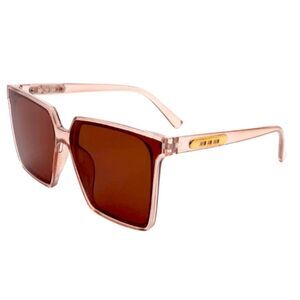 BROWN SQUARE FLAT TOP RETRO SUNGLASSES w/ Case